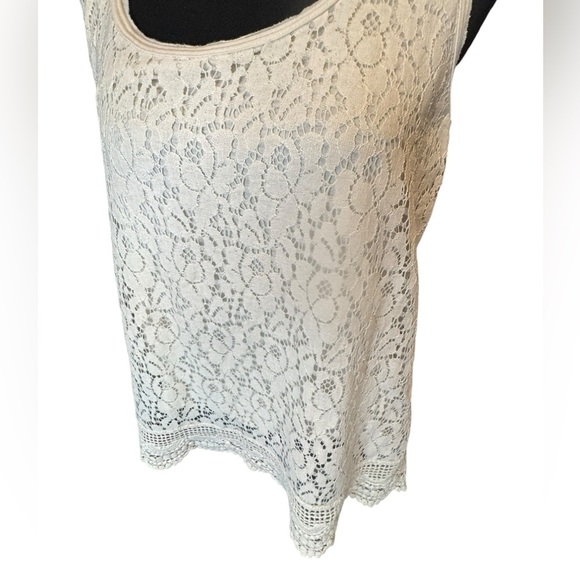 Mossimo Supply Co. Ivory Crochet Lace Tank Top XL Boho Festival Layered D454 - Picture 2 of 7